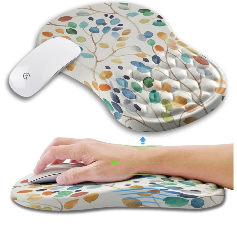 Ergonomic Mouse Pad Wrist Support with Gel Massage Bump Design, Colorful Forest - Picture 1 of 6